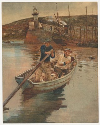 After Stanhope Forbes - Mitte Des 20. Jahrhunderts Aquarell, Der Leuchtturm
