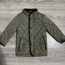 Urban Republic Boys Army Green Quilted Puffer Jacket Size 4T High Neck Full Zip