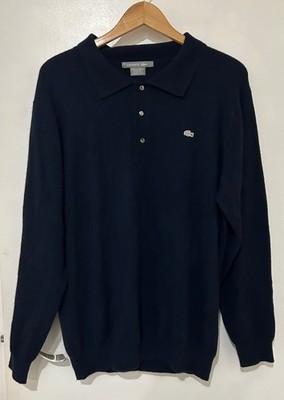 Lacoste Navy Blue 100% Cashmere Long Sleeve Polo Sweater Size 6 (US XL)