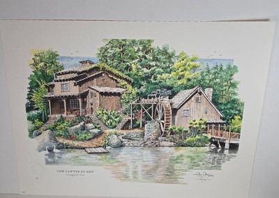 Ray Day's ''Tom Sawyer Island'' Giclée, Artist Proof - Disney 2001 -RARE Disneyana