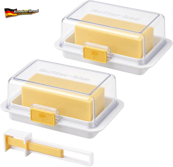 2 StüCk Butterdose Kunststoff Mit Deckel Weiß-image