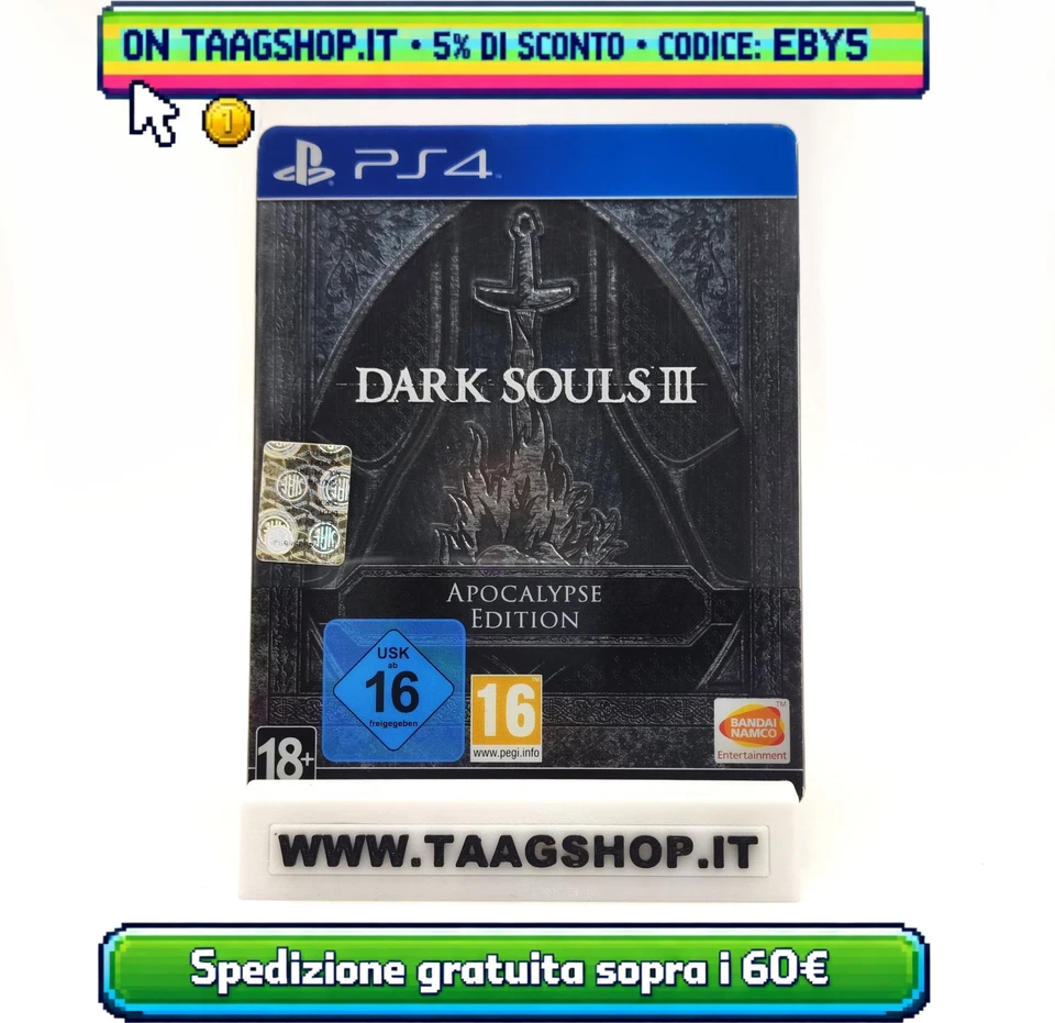 Dark Souls III 3: Apocalypse Edition PAL ITA STEELBOOK LIMITED PS4 PlayStation 4, foto 1 di 5