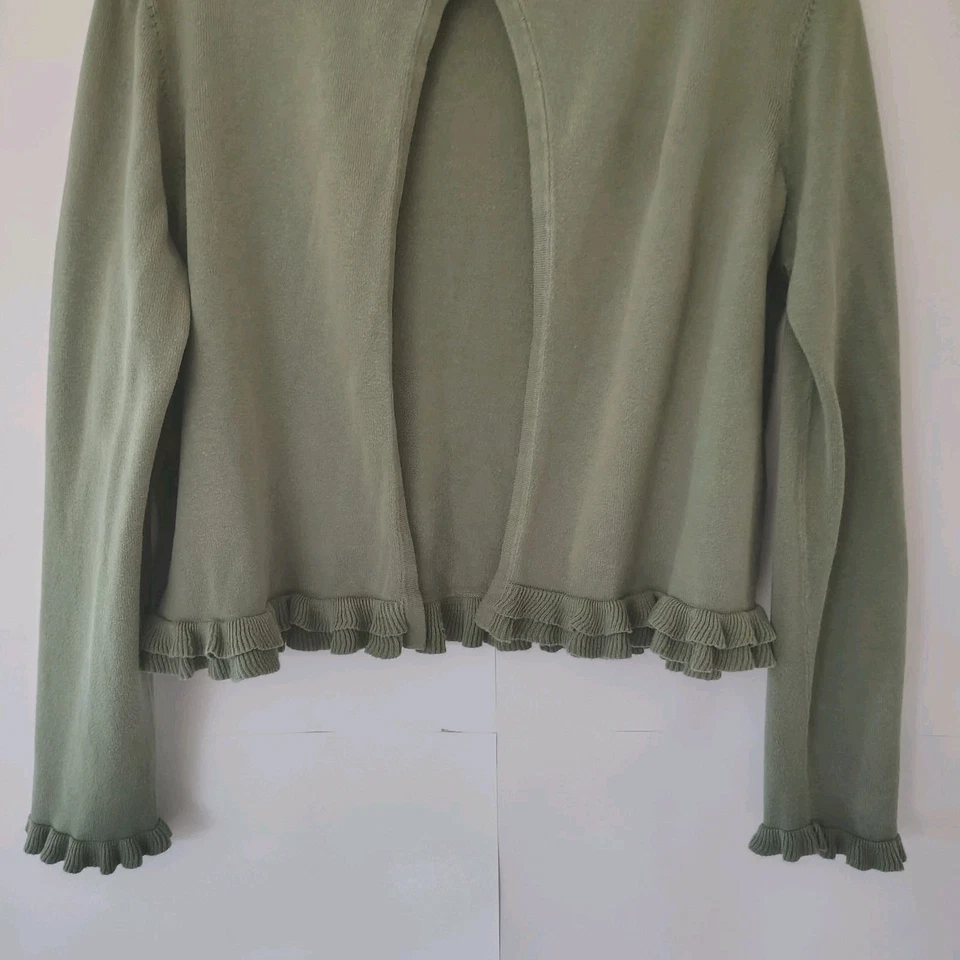 Cárdigan Charter Club L Verde con Volantes Casa Preppy Delicado Vacaciones Navidad  Foto 3 de 4