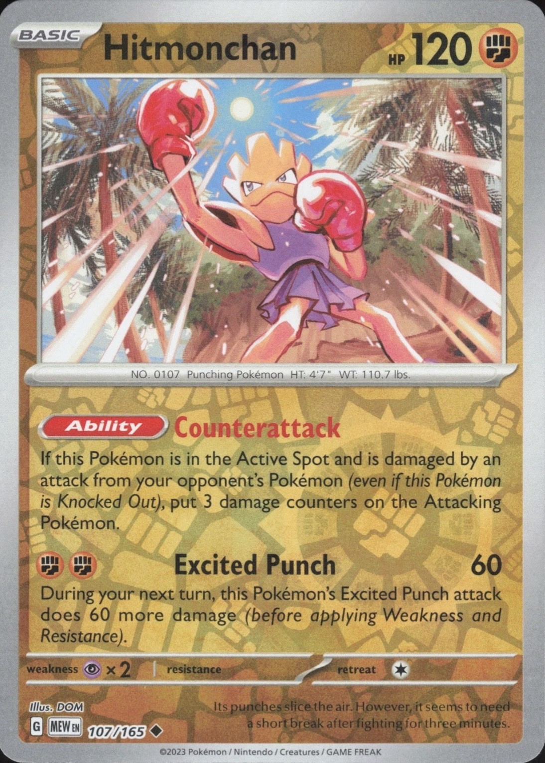 Hitmonchan 107/165 - Reverse Holo - Scarlet & Violet 151 - Pokemon TCG - NM