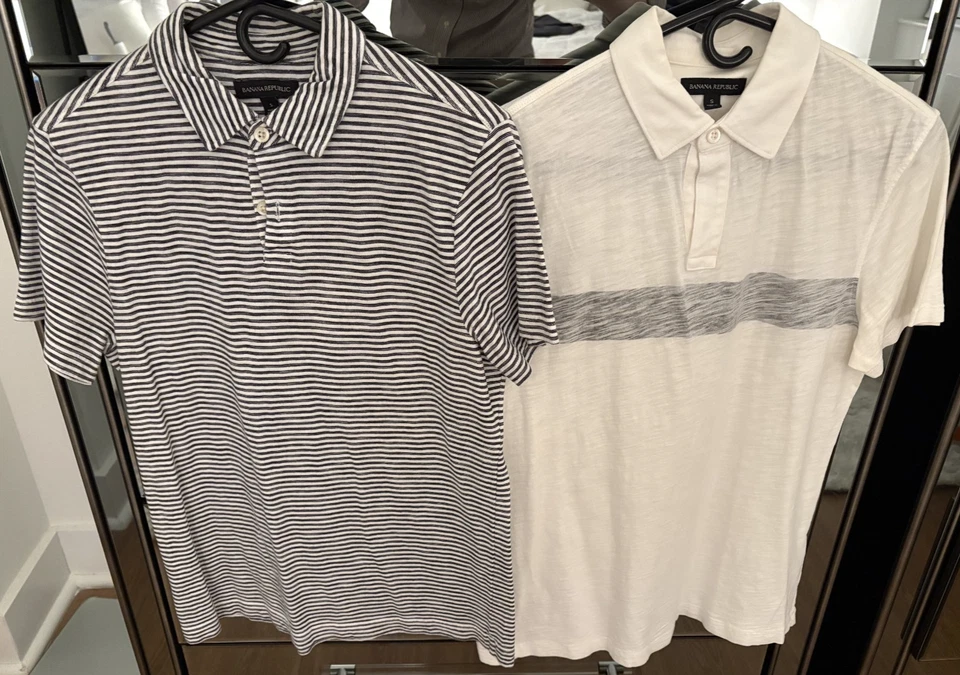 Banana Republic 男式 Polos 衬衫小号亚麻 2 件装 Polos — 第 2/4 张图片