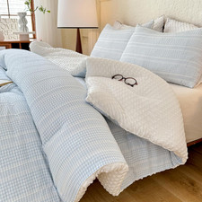 Boho Comforter Set King Size - 3 Pieces Lightweight Jacquard Seersucker Bedding