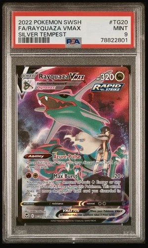 2022 POKEMON SWORD & SHIELD SILVER TEMPEST FULL ART/RAYQUAZA VMAX #TG20 PSA 9
