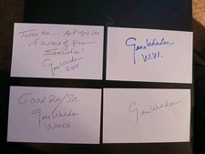 Gene Wilder 4 Signed Cards Wonka Quotes