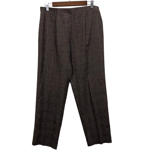 VTG 90s Covington Petite Women's Plaid Trouser Pant Size 14P Brown Casual Office