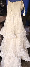 Rina di Montella Ivory Strapless Lace Ball Gown Wedding Dress Size 14 Full