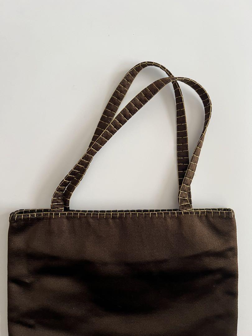 1996-97 PRADA STITCH PARTY HAND BAG RARE Dark Brown Used 1996-97 PRADA STITCH PARTY HAND BAG RARE Dark Brown Used