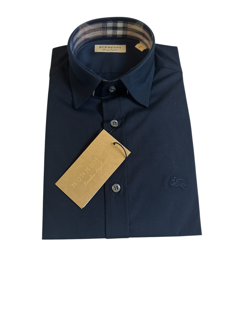 Burberry Men Long Sleeve Drress Shirt Navy Blue