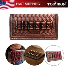 TOURBON Leather Revolver Ammunition Holster Ammo Belt Slide for Caliber .38/.357
