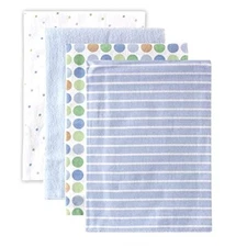 Luvable Friends Blue Stripes Baby Flannel Receiving Blanket Set of Four