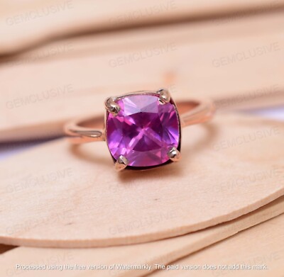Natural Pink Ruby Cushion 925 Sterling Silver Anniversary Ring CERTIFIED Treated