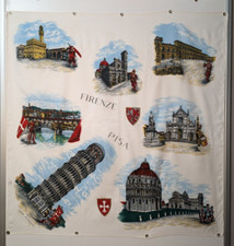 FIRENZE PISA / promotional / advertising travel vintage scarf  size 26" Italy