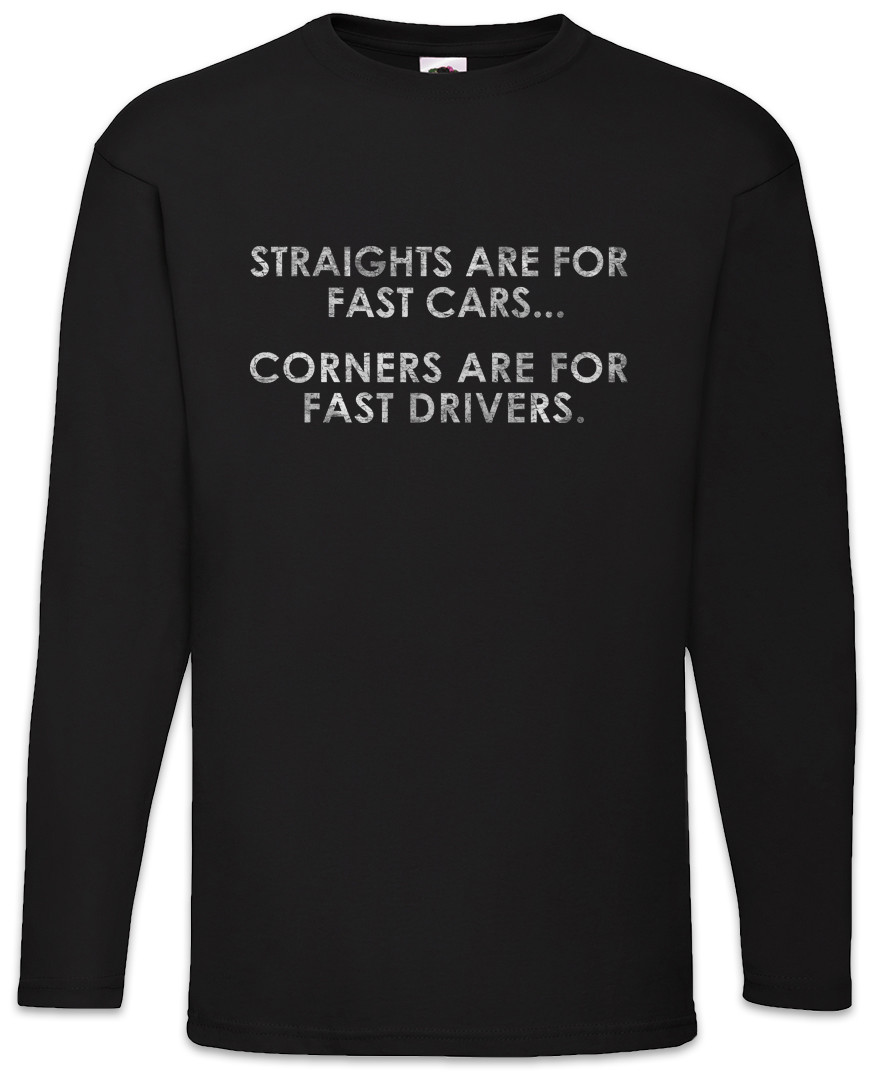 ALTRA Straights and Corners Herren Langarm T Shirt Rennfahrer Petrol Head Fun Auto Car