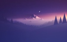 Landscape mountains trees moon stars minimalism Custom Gaming Mat Desk