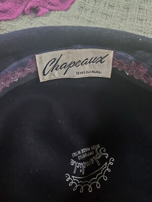 Vintage Chapeau Creations By Ruth Kropveld Hat Wool Black W  display picture 3