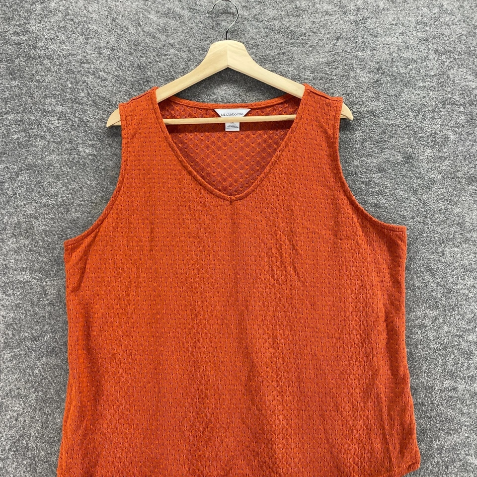 Camiseta sin mangas Liz Claiborne para mujer 2XL roja cuello en V sin mangas correa ancha pulóver informal Foto 3 de 4