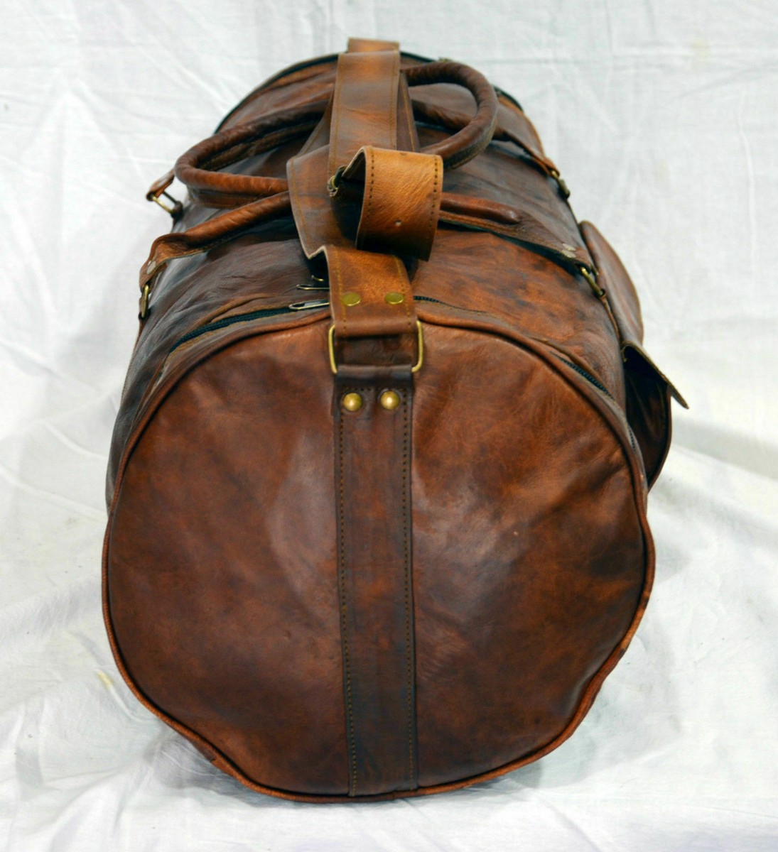 Rich Soft Real Leather travel luggage vintage overnight weekend