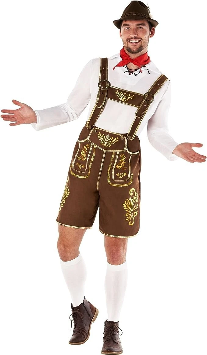 Men s Bavarian Lederhosen Costume Adult German Beer Man Oktoberfest Halloween