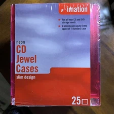 IMATION~Slim design Neon CD & DVD storage cases, standard case new 25 cases