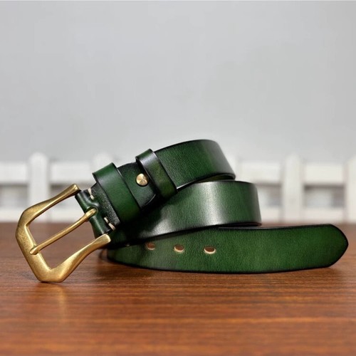 Cinturón de cuero real cinturón de hebilla de latón macizo unisex punk pretina hecho a mano - Imagen 12 de 16