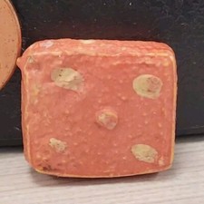 Vintage celluloid PUFFY LUNCH MEAT OLIVE LOAF toy charm prize jewelry