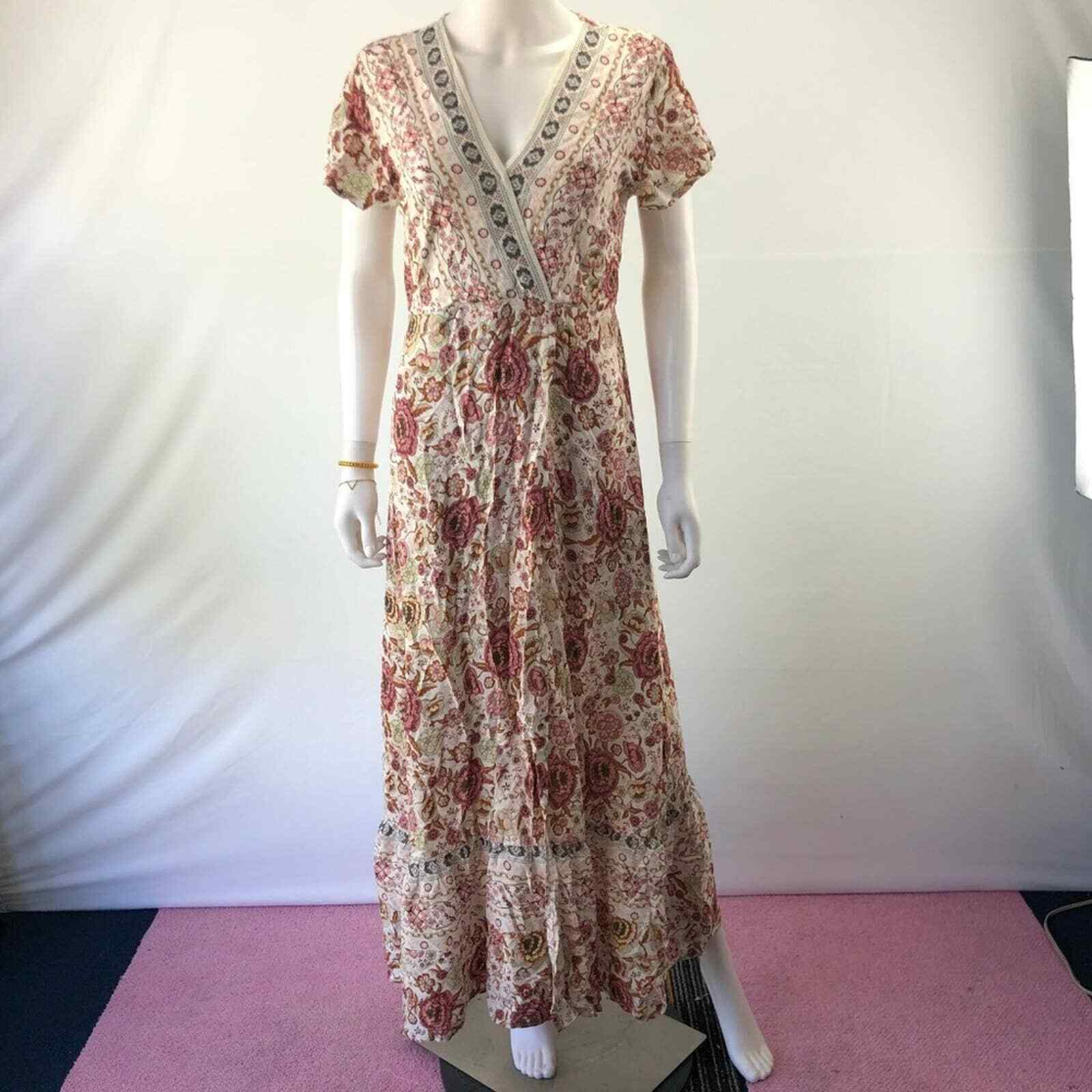 Long Shift Dress L Pink Floral 