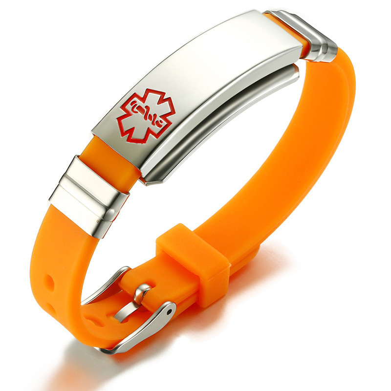 Personalized Medical alert ID Bracelet Silicone Emergency Life Saving ...
