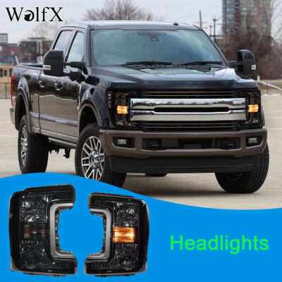 Black Smoke Corner Halogen Headlights For 2017-2019 Ford F-250 F-350 Super Duty 
