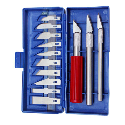 16 PC Hobby Knife Razor Blade Set Kit Case Cutter Tool Exacto Precision Cutting