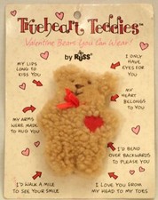 Vintage Valentine RUSS TRUE HEART TEDDIES Teddy Bear 3" Plush Pin