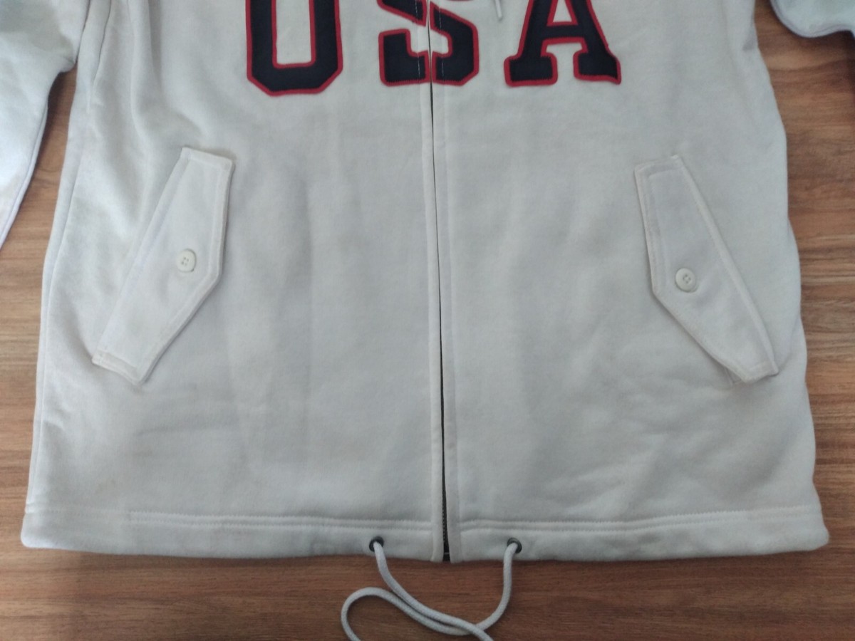 Vintage POLO RALPH LAUREN Stadium Shield USA Spellout Retro Hoodie 