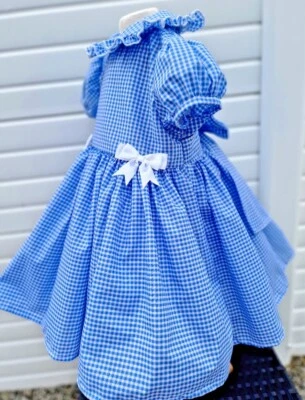 DREAM BABY WEAR UK TRAUM 0-8 Jahre Romany Spanisch Gingham Schule Schleife Rücken gefüttert Kleid 4 Farben