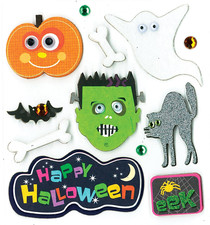 K Company Dimensional Stickers  Happy Halloween Ghost Monster Pumpkin Cat Bat