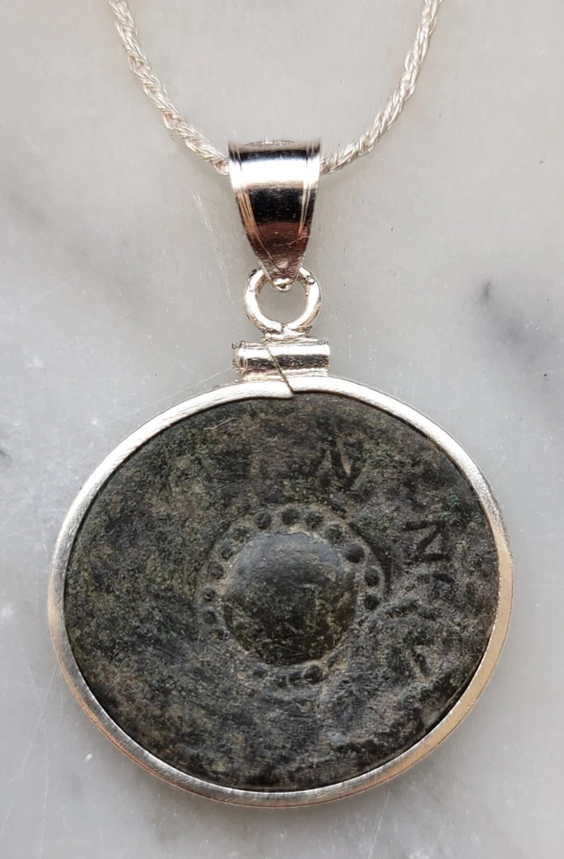 Auténtico Collar de Plata 925 Moneda del Emperador Vespasiano Antiguo Imperio Romano Foto 4 de 4