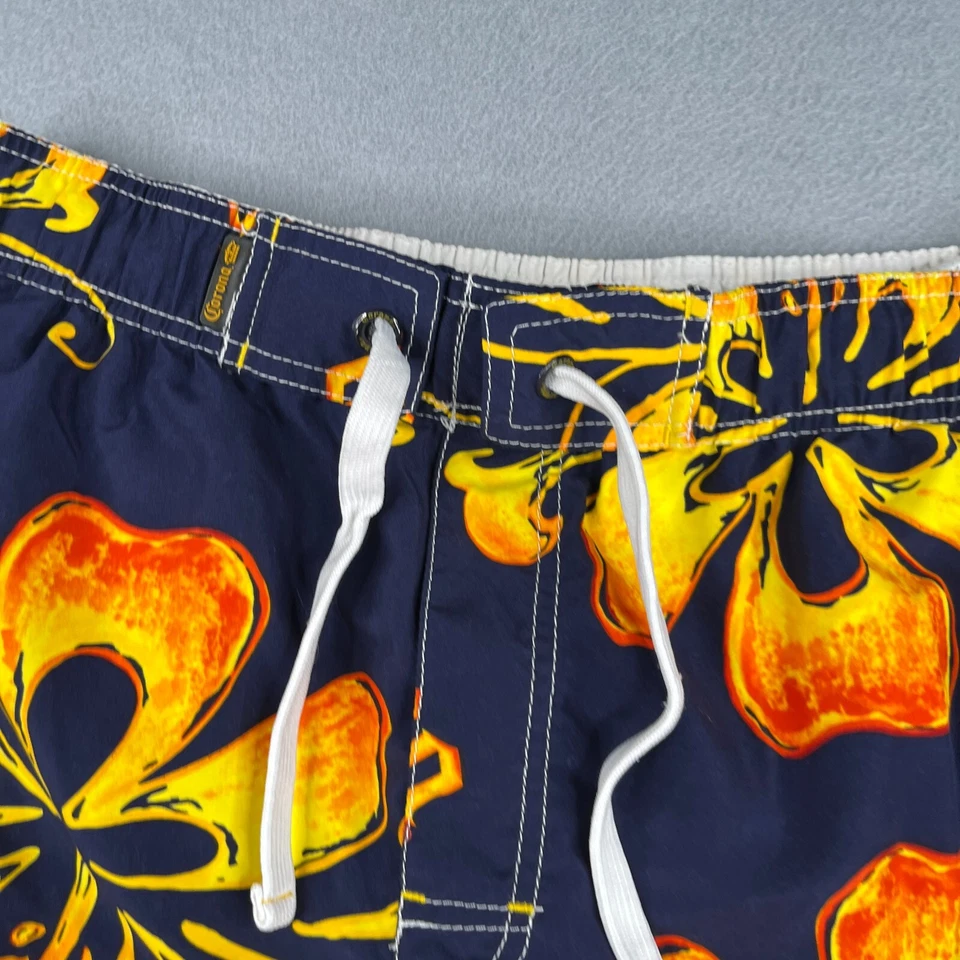 Corona Extra Swim Trunks Mens Large Navy Blue Floral Lined Bathing Suit Mens - Image 3 of 4