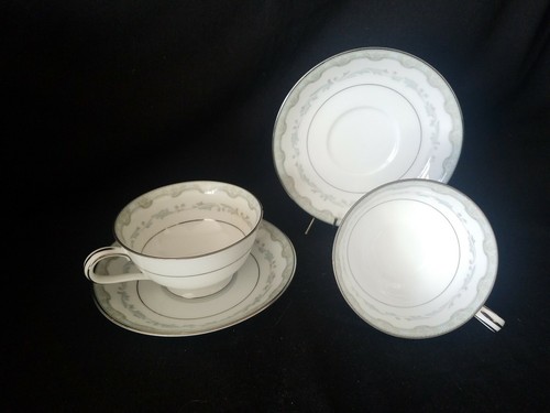 2 Noritake Margaret Footed Cup and Saucer 2 1/4"H  # 6243 JAPAN Multi Avail EUC