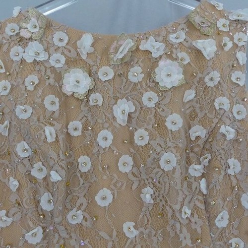 Mac Duggal 16 Dress Ivory Nude Sheer Floral Appliqué Sleeveless 67853 NWT - Picture 13 of 15