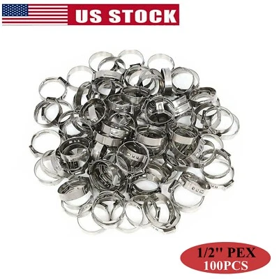 WERLUCKY 100Pcs 1/2'' PEX Clamp Cinch Rings Crimp Pinch Fittings 304 Stainless Steel