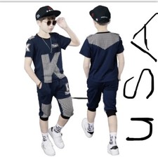 Toddlers kids boys summer short sleeves casual letter t-shirt  short pants set