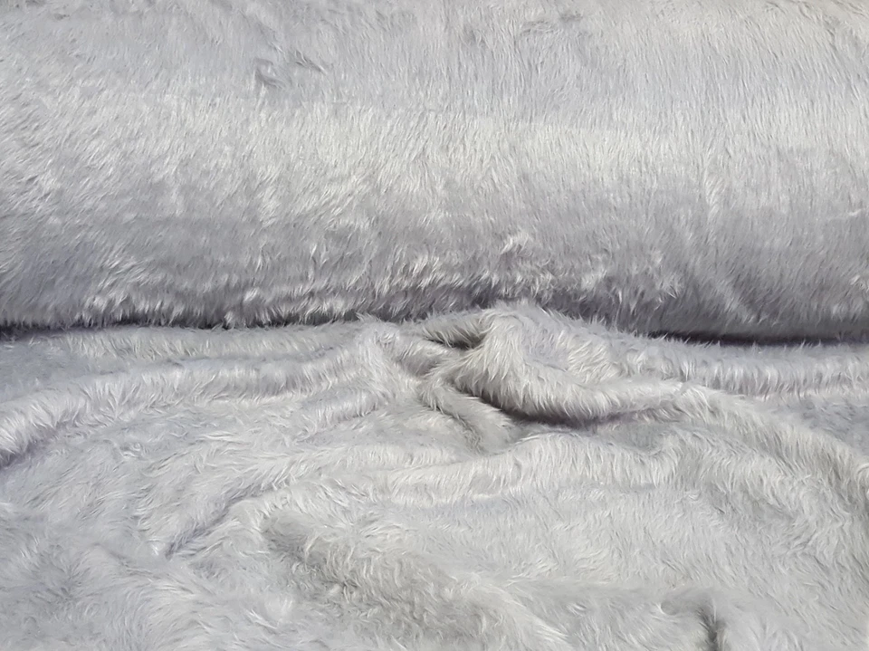 Webpelz Langhaar kuscheliges Kunstfell Stoff Fell Hellgrau Deko Bekleidung Decke - Bild 2 von 4