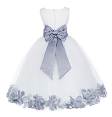 FLOWER GIRL DRESS ROSE PETALS COMMUNION PAGEANT BRIDAL BRIDESMAID FORMAL PARTY