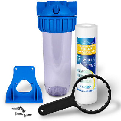 10'' Clear Standard Whole House Water Filter System with 1 Micron Sediment Filter