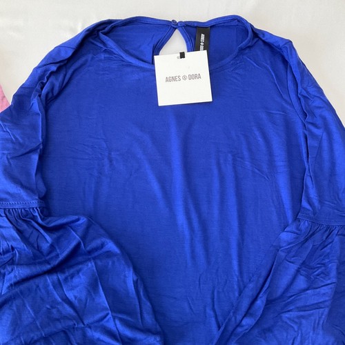 Agnes And Dora Bell Sleeve Tunic Tops Womens Size 2XL 18-20 Blue Mauve 2 Tops - Picture 7 of 19