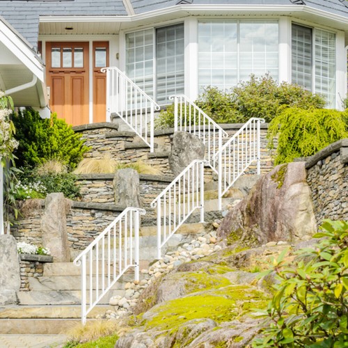 Iron Handrail Kit for 1-3 Steps Stair Rail Railing Outdoor Garden Porch Post US - Picture 8 of 25