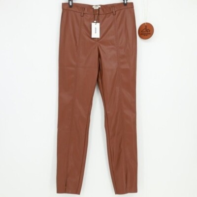 Jason Wu Womens Faux Leather Pants with Front Slit NWT Size Medium $168
