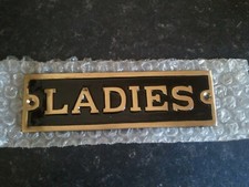 Brass/Black Ladies Toilet Sign Hand Casted Door Plaque~Bar/Pub/Office/Club.